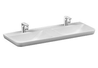 Vitra Sento Çift Gözlü Etajerli Lavabo 130 cm-Beyaz 5949B003-0001